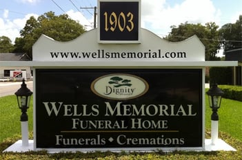 Exterior shot of Wells Memorial Funeral Home