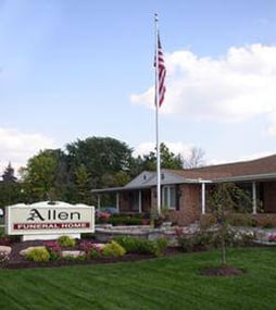 Allen Funeral Home, located on the South side of Davison Rd between M-15 and Irish Rd in Davison Michigan.