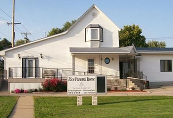 Exterior shot of Rice Funeral Home